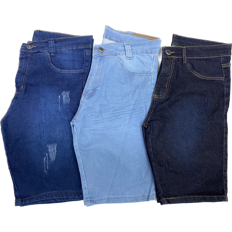 Kit 3 peças de Bermudas Jeans Sortidas Elastano