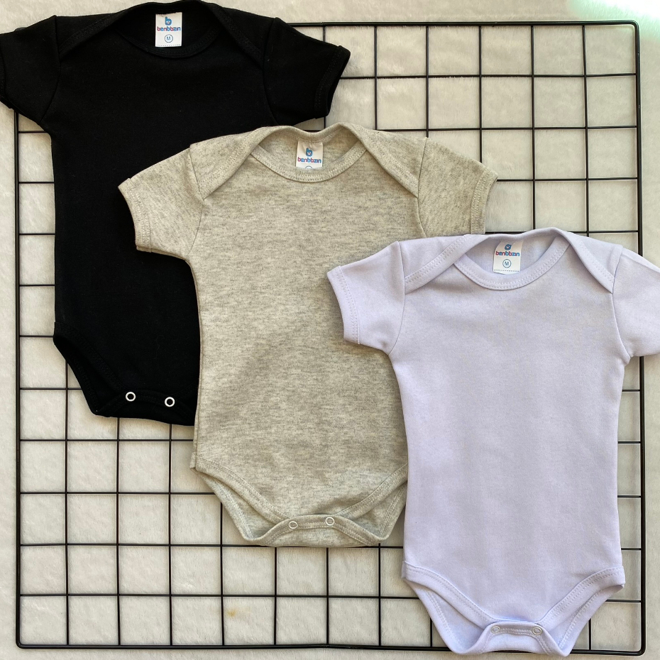 Kit com 3 Bodies Infantil Bebê Neutros Dia a Dia 100% Algodão em Oferta na Shopee