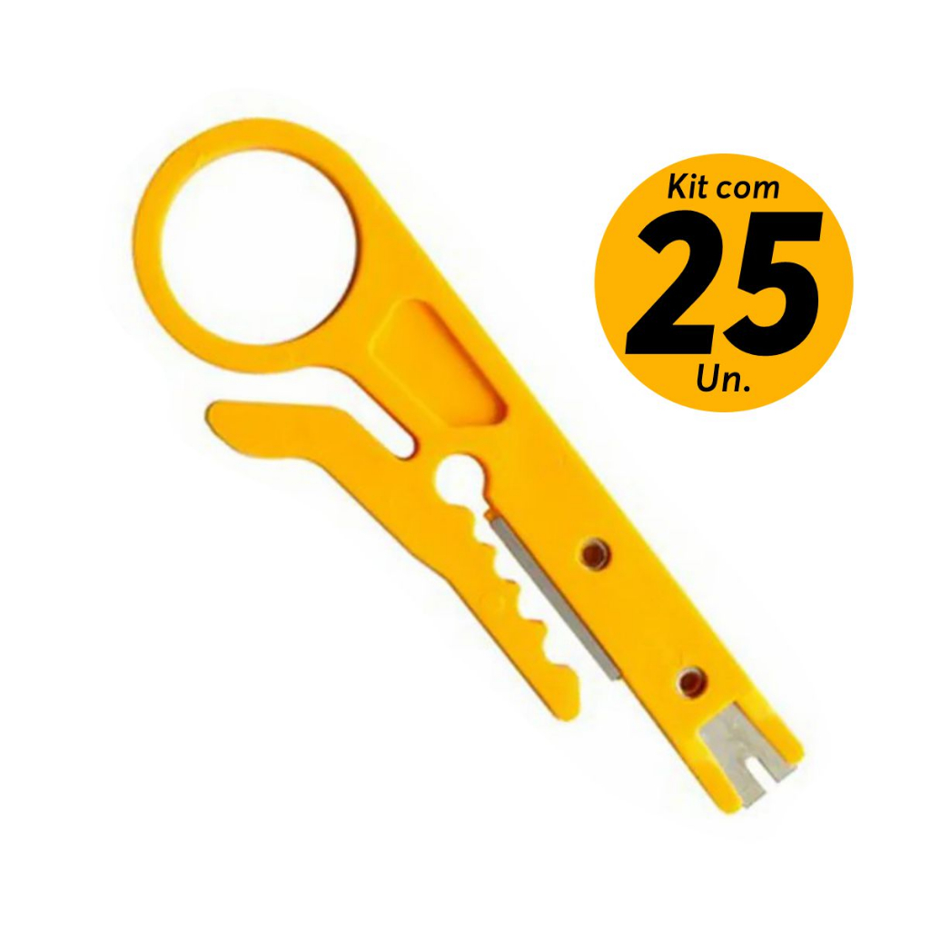 Kit 25x Alicate Descascador Fios Desencapador Cabos Chave Keystone Punch Down Inserção Fêmea Rede RJ45