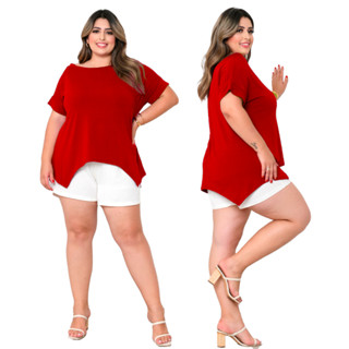 Blusinha Feminina Plus Size Blusa Bata Ombro a Ombro Soltinha Assimetrica Promoção CANOA VERÃO