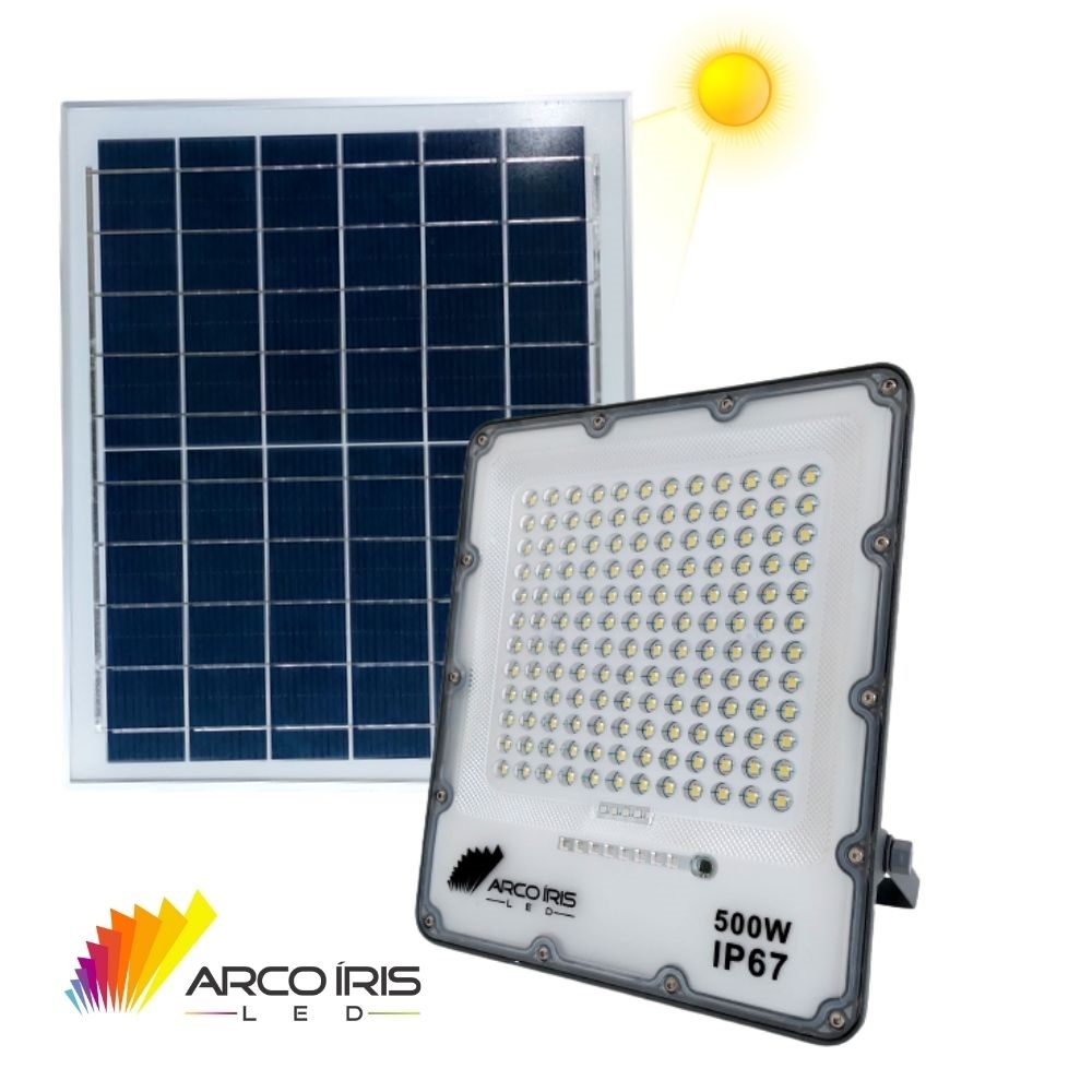 Refletor Solar 500w Led Slim Com Placa E Controle Luz solar BOA QUALIDADE