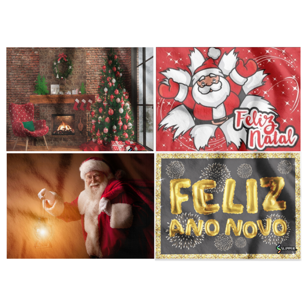 Painel Feliz Natal Papai Lareira Feliz Ano Novo Noel Realista Cenário Noel Fim de Ano Decoracao Parede Cenário