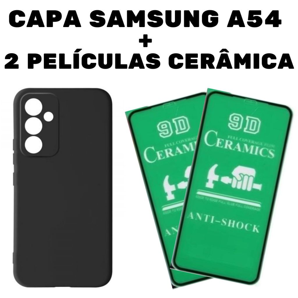 Capa Capinha Aveludada + 2 Películas Cerâmica Celular Samsung A54 5G