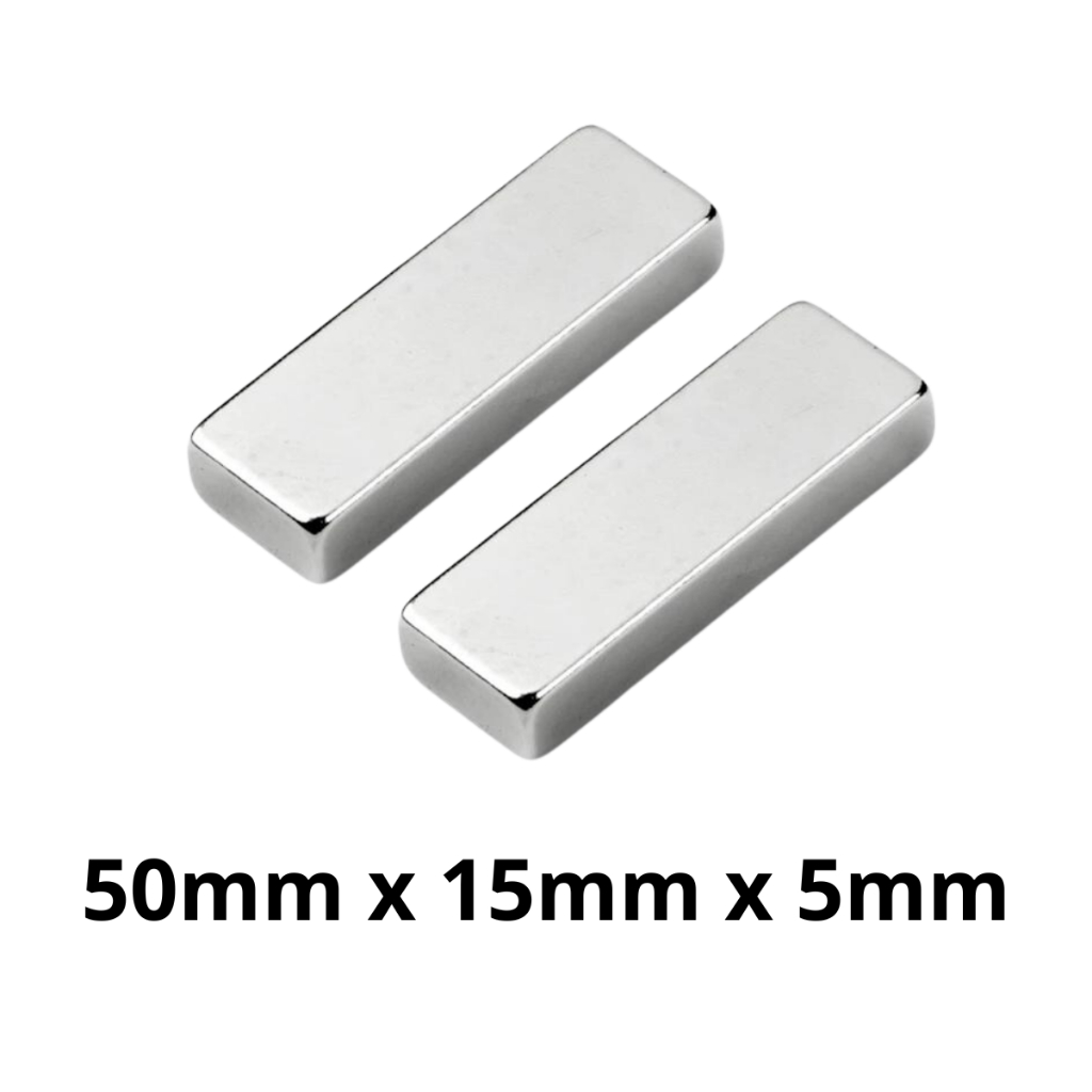 Kit 2 Peças Imã Neodímio Potente Bloco Magnético N35 50x15x5 mm Pastilha Redondo Pequeno Super Forte