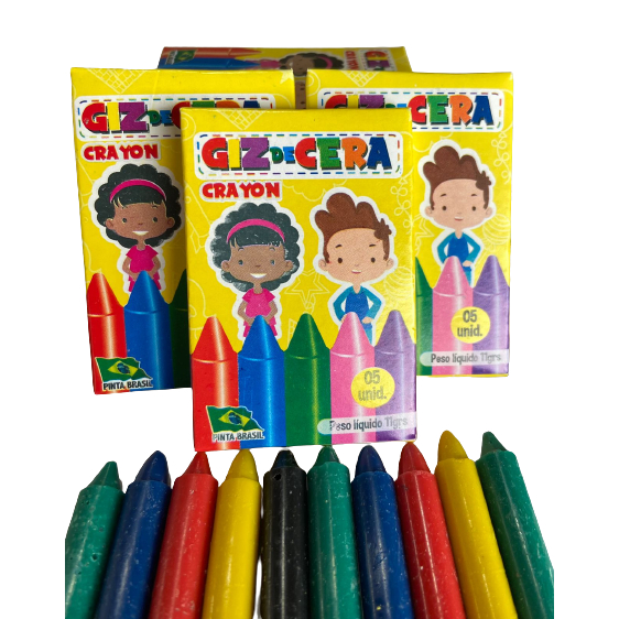 25 Cxs Giz De Cera 5 Cores Mini 5 Cms  Para Kit Festa Lembrancinha Aniversario Prenda Quermesse em Oferta na Shopee