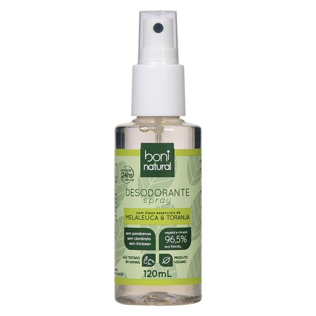 Desodorante Spray Boni Natural Melaleuca e Toranja 120ml