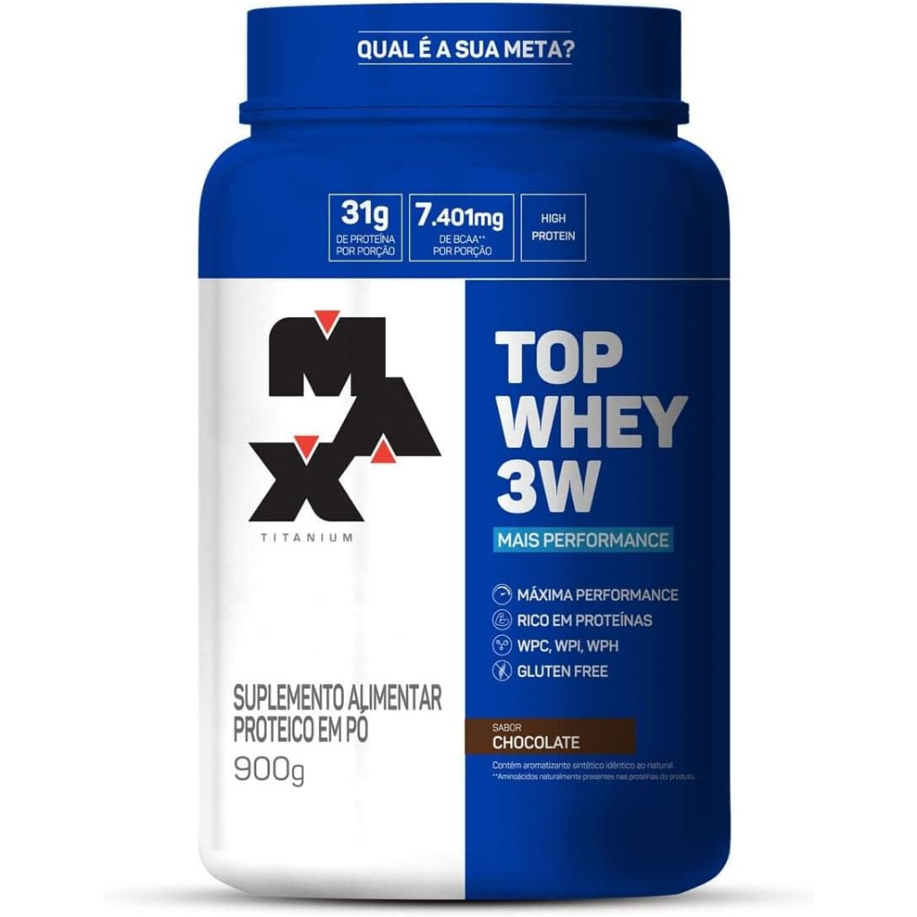 Top Whey 3W Mais + Performance 900G Pote - Max Titanium