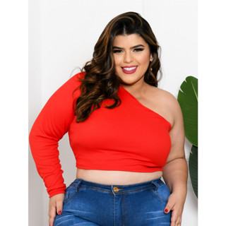 006 Cropped Blusinha Moda Plus Size 1 manga