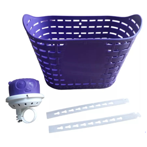 Cestinha Roxa Bicicleta Aro 12 16 Cesta + Buzina Criança Fon