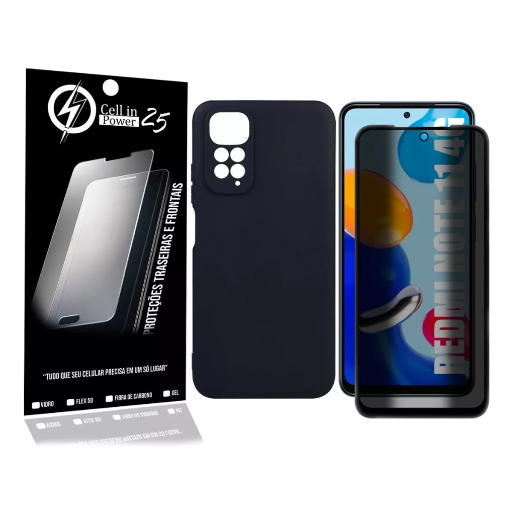 Capa Capinha Case Aveludada + Película de Privacidade 3d Xiaomi Redmi Note 11 4g em Oferta na Shopee