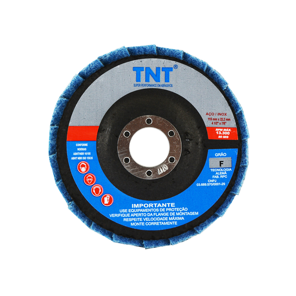 Disco Flap TNT 115mm com Manta Abrasiva Bear Tex Fina/Media/Grossa