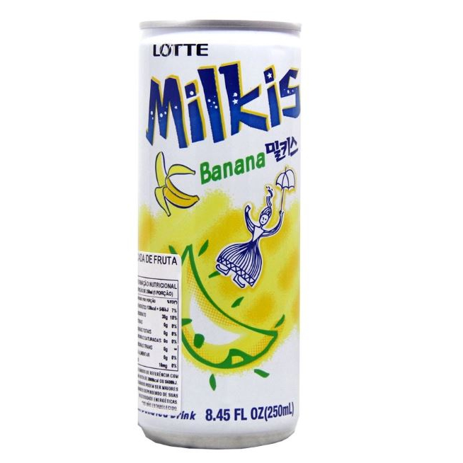 Refrigerante de Leite Milkis Banana ou Morango Coréia - Original 250ml