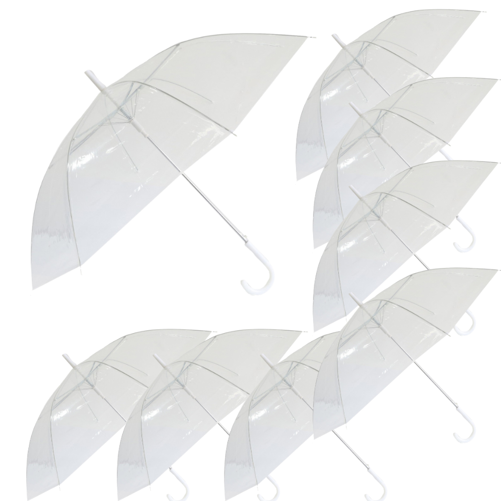 Kit 08 Guarda-Chuvas Transparentes | Sombrinha | Resistente | Bengala | Automático em Oferta na Shopee