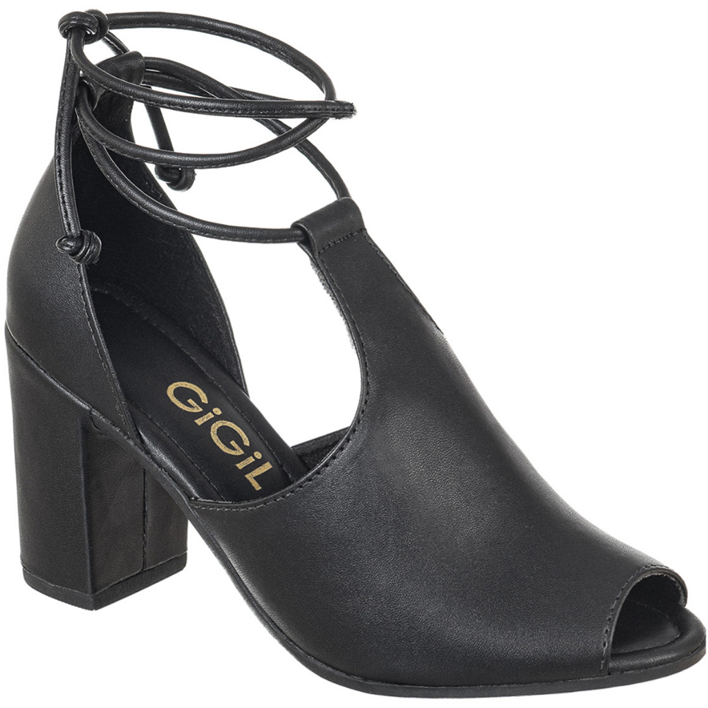 Sandália Feminina GiGiL Salto Alto Grosso Sandal Boots Blogueira Fechada Confortável - Women Shoes