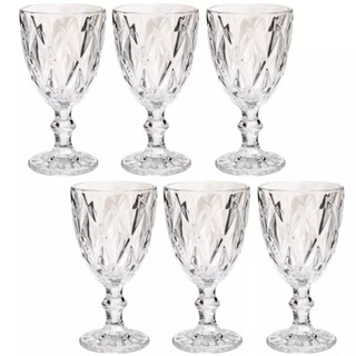 Jogo Taça Diamante Kit  Copo Vidro Transparente 340ml Bico De Jaca Copos Diamante Agua Taç...
