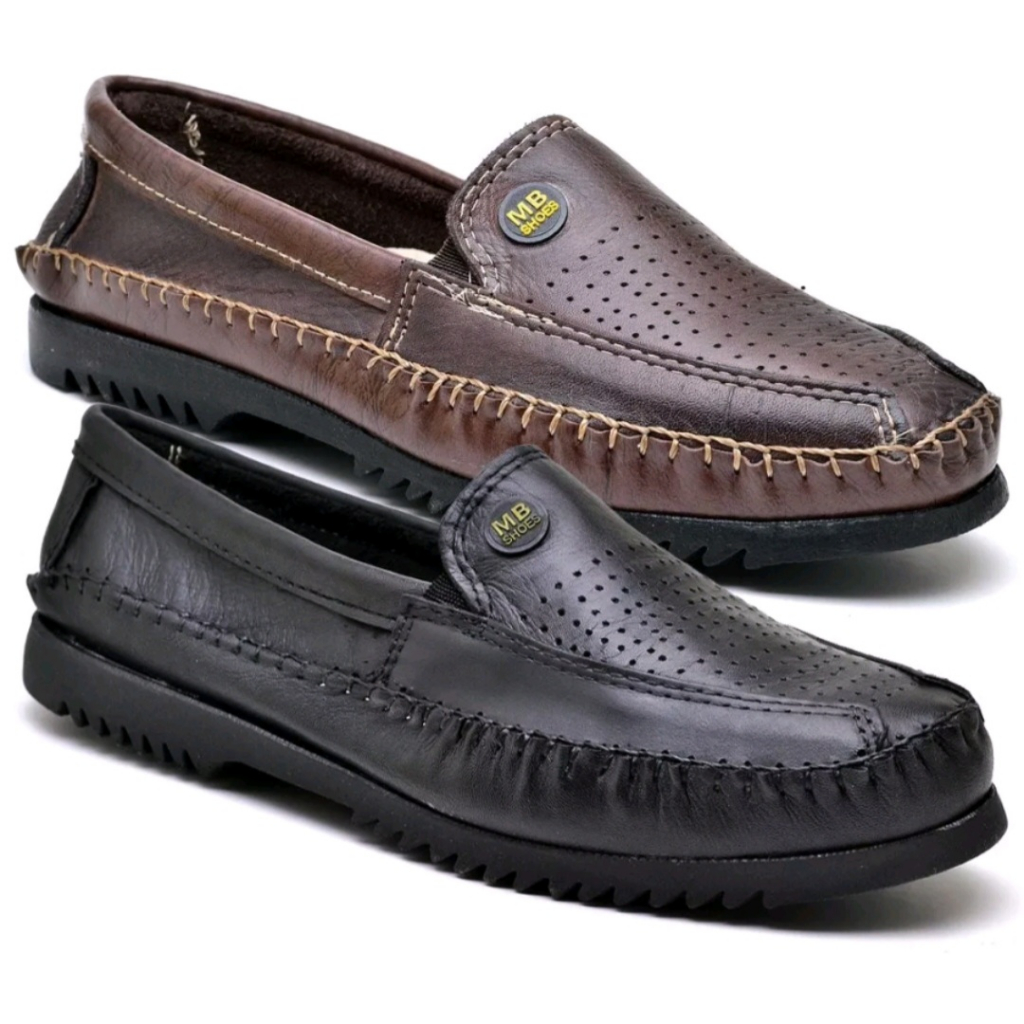 1 Par de Sapato Mocassim Masculino De Couro Sintético Solado Tratorado Promoção