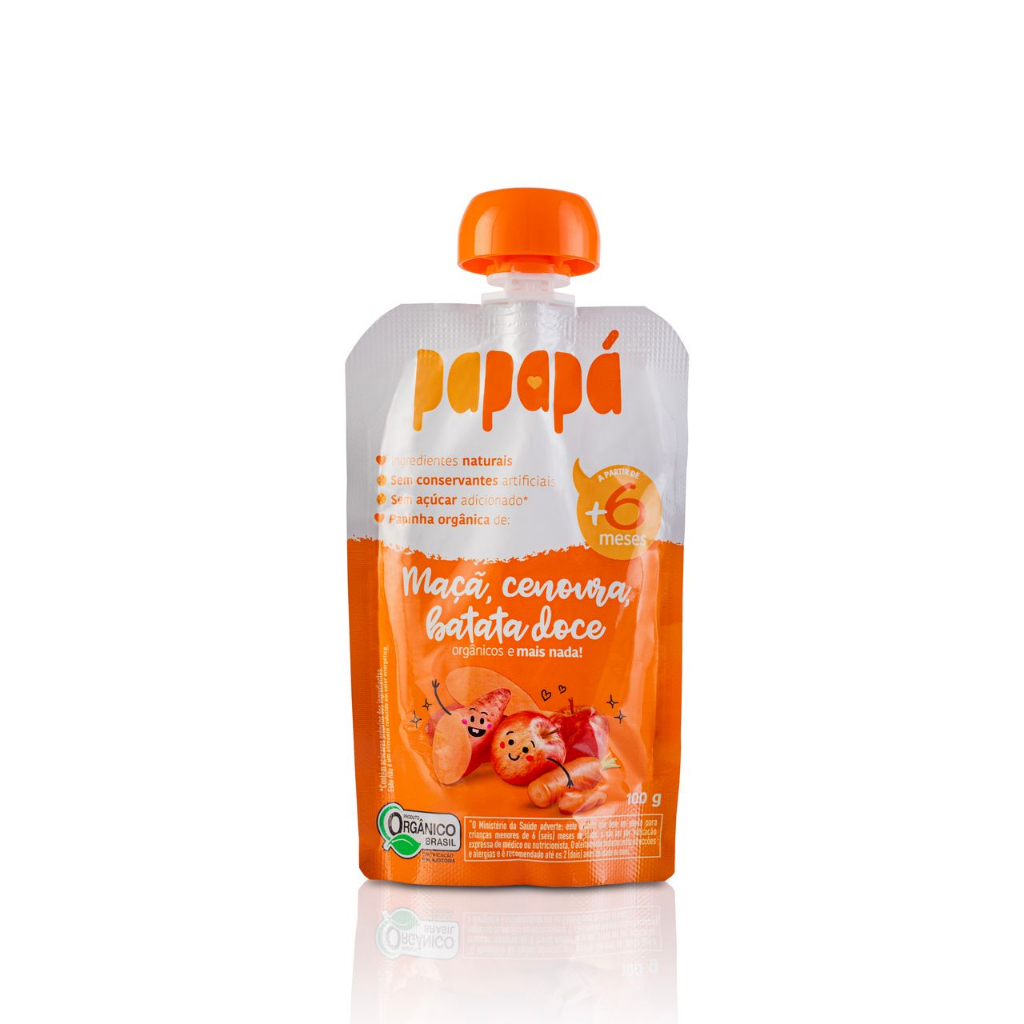 Papinha PAPAPÁ ORGÂNICA MAÇÃ BATATA DOCE CENOURA 100g