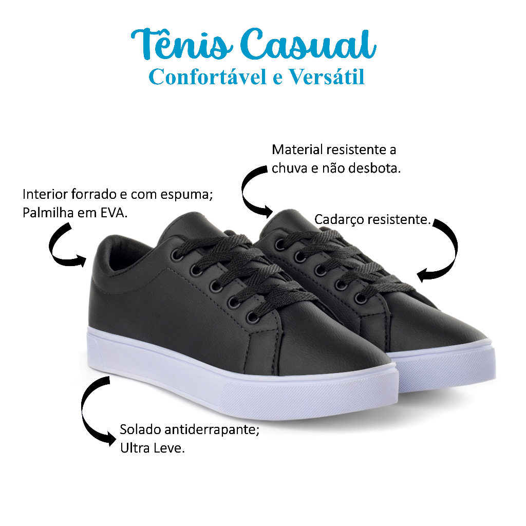 Tênis Feminino Casual Tenis Feminino Básico Confortável