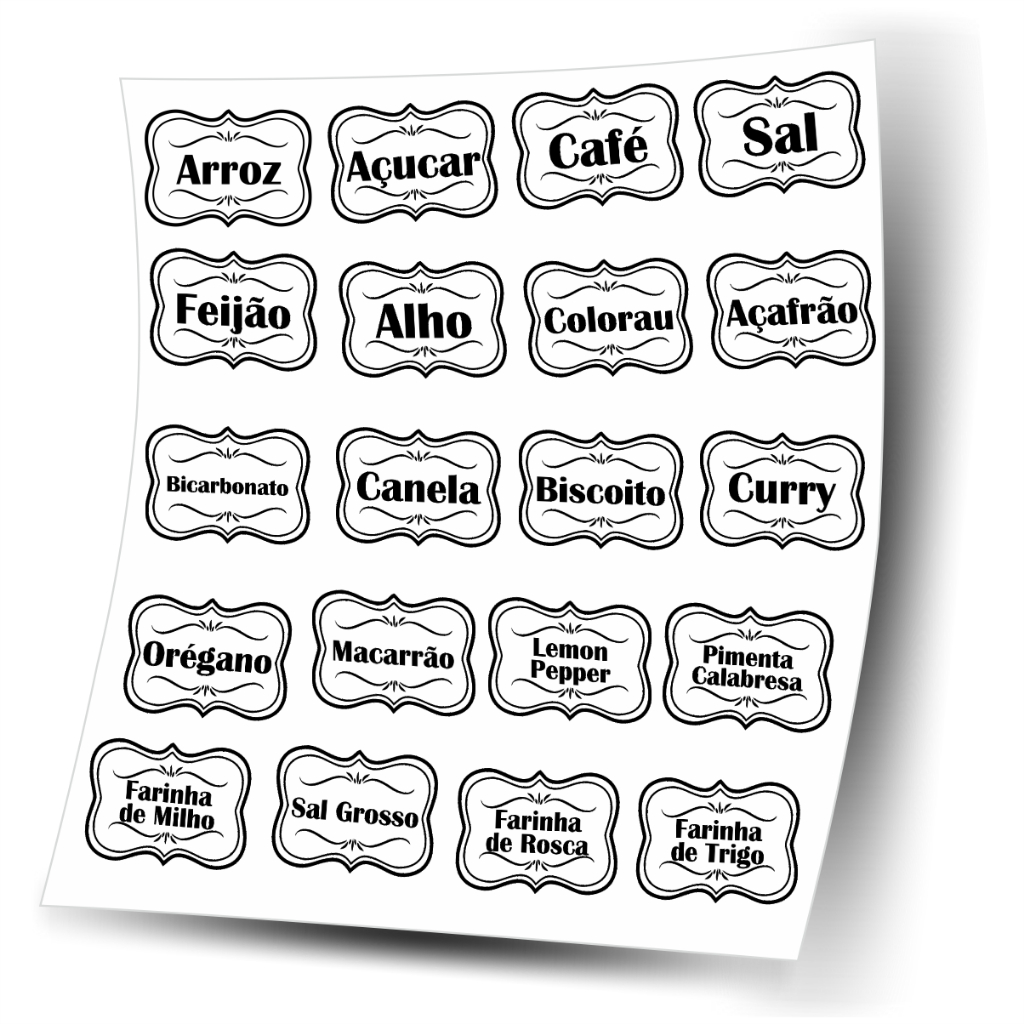 50 Etiquetas Adesivas Para Potes Organizadores Mantimentos Temperos Vinil Transparente 5x3,5cm
