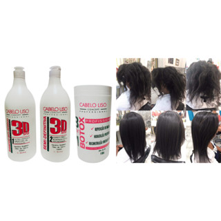 Escova definitiva cabelo liso absoluto 2x1000ml + botox 3em1