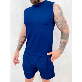 Conjunto Canelado Masculino Camiseta Regata Machão + Short