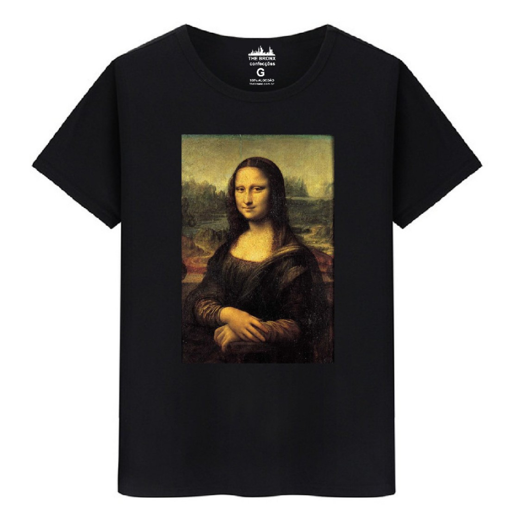 Camiseta Masculina Algodão Premium Monalisa Obra Arte Da Vinci em Oferta na Shopee