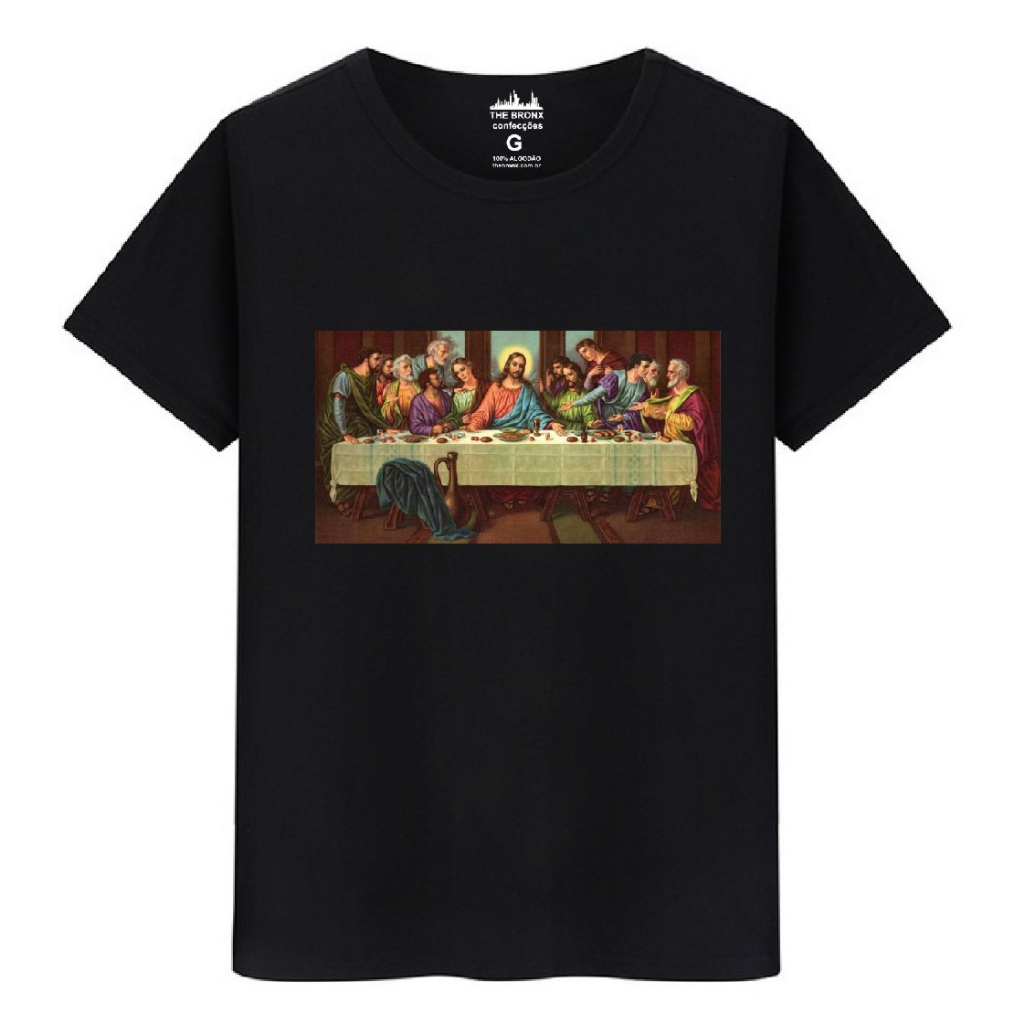 Camiseta Masculina Algodão Premium Ultima Ceia Jesus Apóstolos
