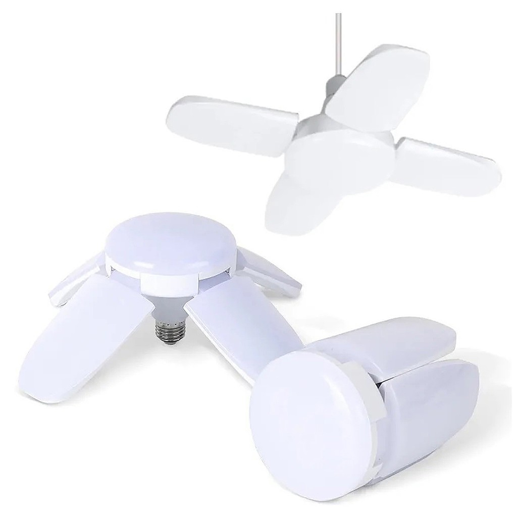 Lâmpada Led Bulbo 4 Pétalas Grande 60w Folhas Dobrável Ajustável Bivolt 6500k Luminaria Sol Fan Blade Asa Folhas