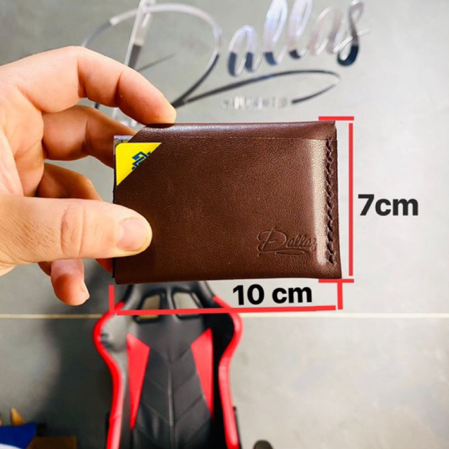 Carteira minimalista couro legítimo feito a mão + chaveiro de couro + acrílico para CNH em Oferta na Shopee