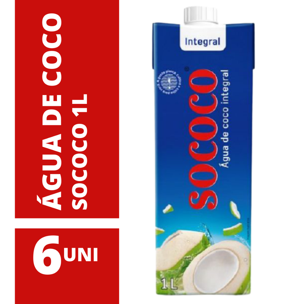 Água De Coco Sococo 1L - 6 Unidades em Oferta na Shopee