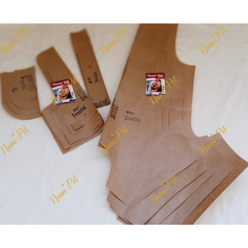 MODELAGEM--De Roupas para Cães/ Kit 5 tamanhos / Molde de Macacão Jardineira Pet/ Molde para Costura.