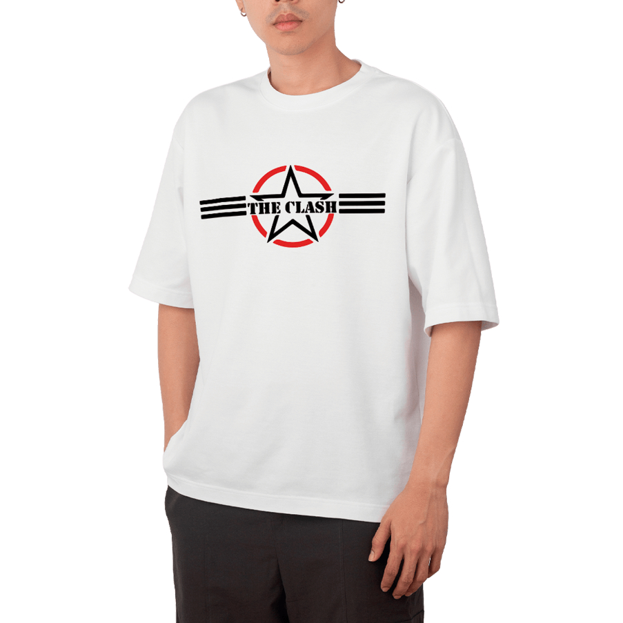 Camiseta Oversized The Clash Banda Punk Rock Desenho Bordado Grafico Estrela Rock Roll Britanico Blusa