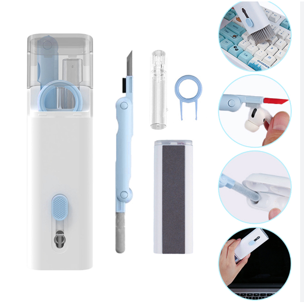 Kit De Escova De Limpeza De Teclado 7 Em 1 Multifuncional Portátil Para Computador/Fone De Ouvido/Ferramentas