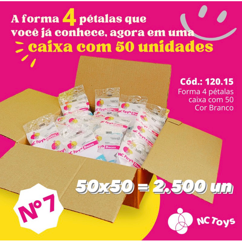 2500 FORMINHAS PARA DOCES 4 PETALAS BRANCAS 50x50 3,3x3,3x2,5 OFF