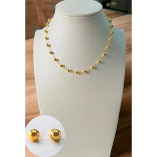 Colar Choker Feminino Bolinha 6mm Folheado a ouro 18k semijoias BJ 118