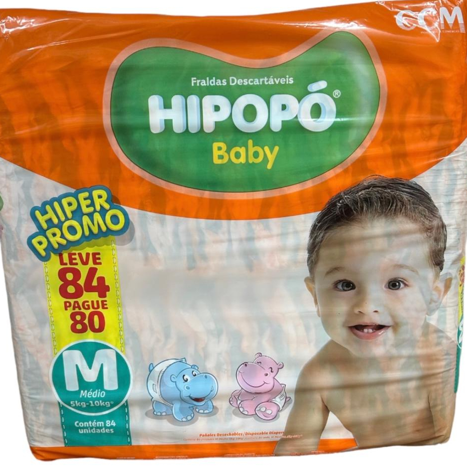 Fraldas Descartáveis Pacotão Hipopó DIA E NOITE toque suave