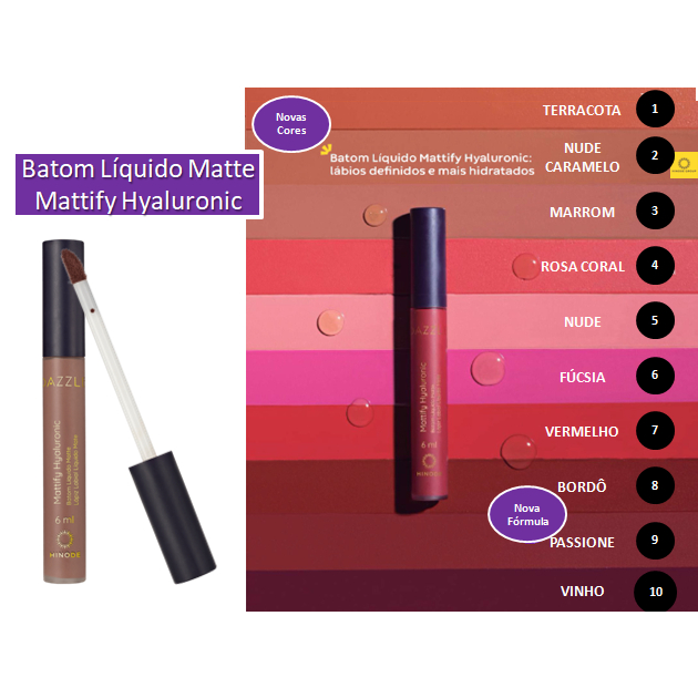 Batom Líquido Matte Mattify 6ml Dazzle Hinode - Escolha O Seu