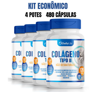 Colágeno Tipo 2 Daily Original 120 Cápsulas 590mg 4 Potes Kit Econômico Qualidade Premium