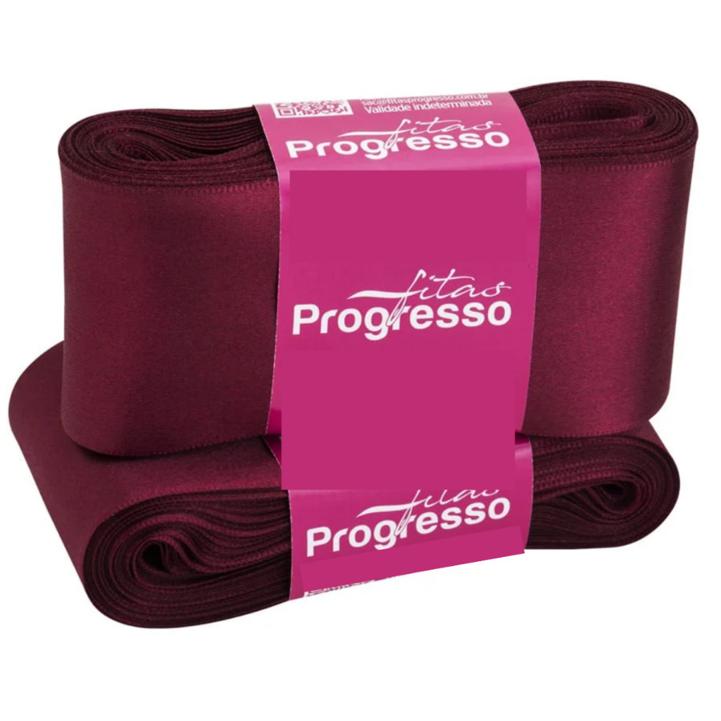 Fita de Cetim Marsala - Cor 1355 - 10m x 50mm  - 1 unidade - Fitas Progresso - Rizzo