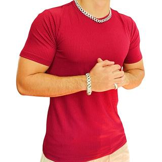 Camiseta Masculina Básica Manga Curta malha Canelada Lançamento em Oferta na Shopee