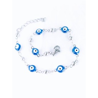 Pulseira olho grego em aço inox antialérgico ajustável