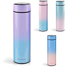 Garrafinha Garrafa Térmica Tie Dye Inox Com Termômetro Visor Led Tampa Vácuo 500ml Academia Corrida Musculação