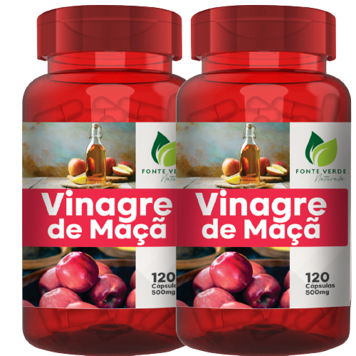 KIT 02 Vinagre de Maça 500MG 120 Capsulas Fonte Verde