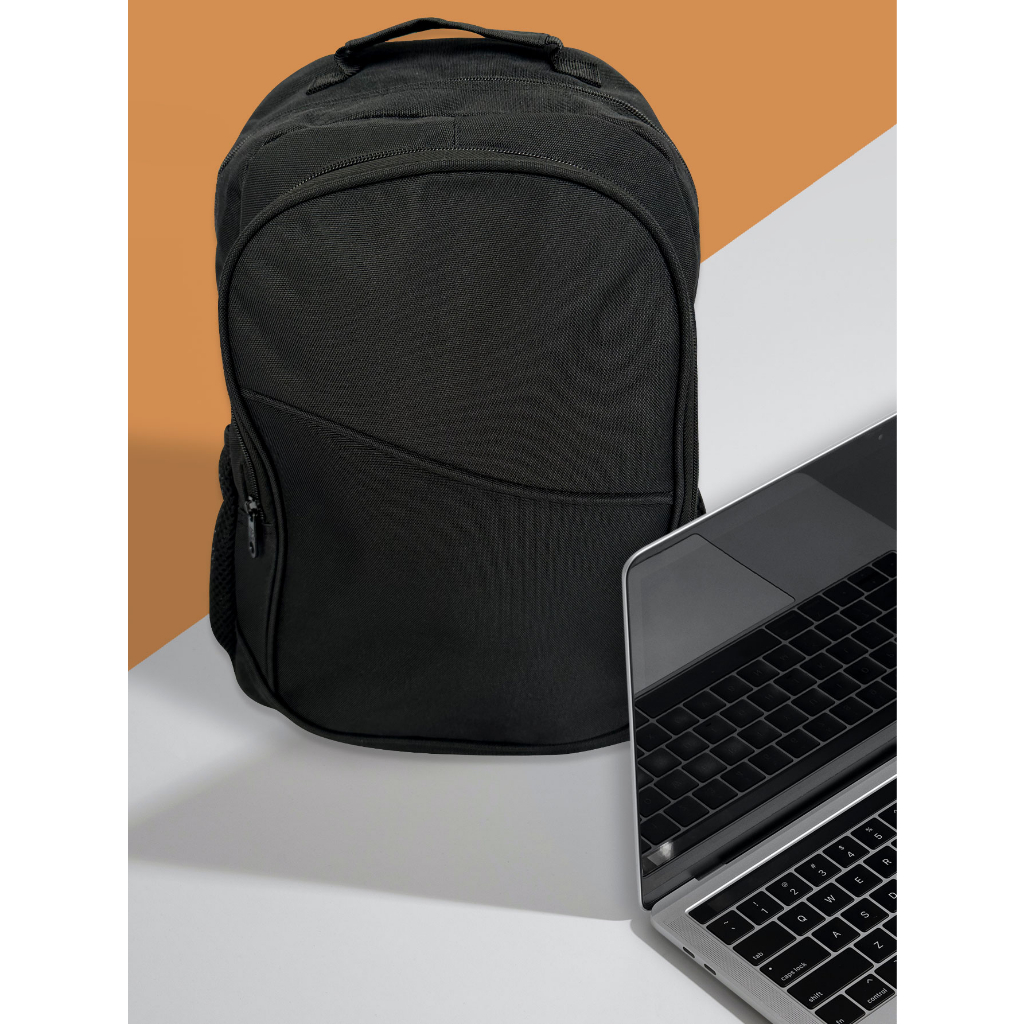 Mochila Grande com Alça para as Costas Resistente Escolar Passeio Escritorio Viagem Basica Unissex All Black Preta