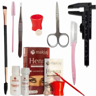 Kit Henna Designer Sobrancelhas Profissional Alto Rendimento e Fixação Rena Makiaj De Sobrancelha