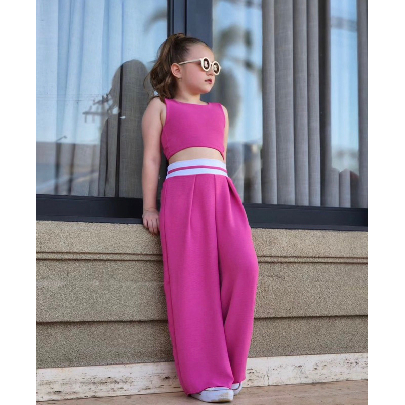 Conjunto infantil wide leg pantalona moda blogueirinha TAM. 2 ao 16