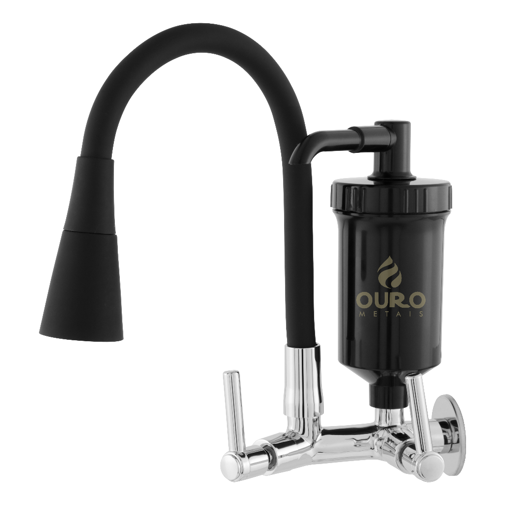 Torneira Cozinha Gourmet Filtro Tubo Cone Luxo preto black