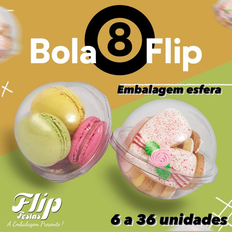 kit Embalagem Redonda Bola 8cm Esfera Cristal - Flip Festas//