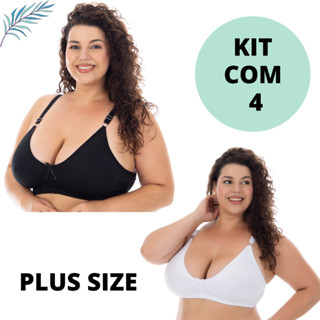 Kit 4 Sutiã Plus Size Alta Sustentação Sem Bojo Reforçado Promoção - Sutia Plus