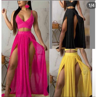 Saída de Praia longa Feminina / Saia longa fenda moda Femin
